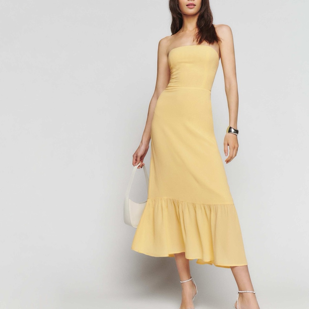 REFORMATION Arta Dress, Yellow Strapless